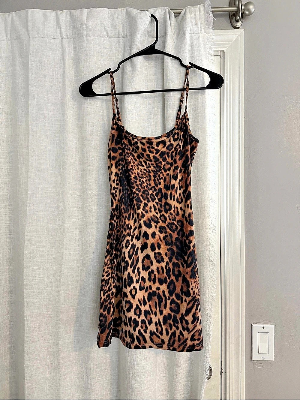White Fox Leopard Print Mini Dress Size Small Like New